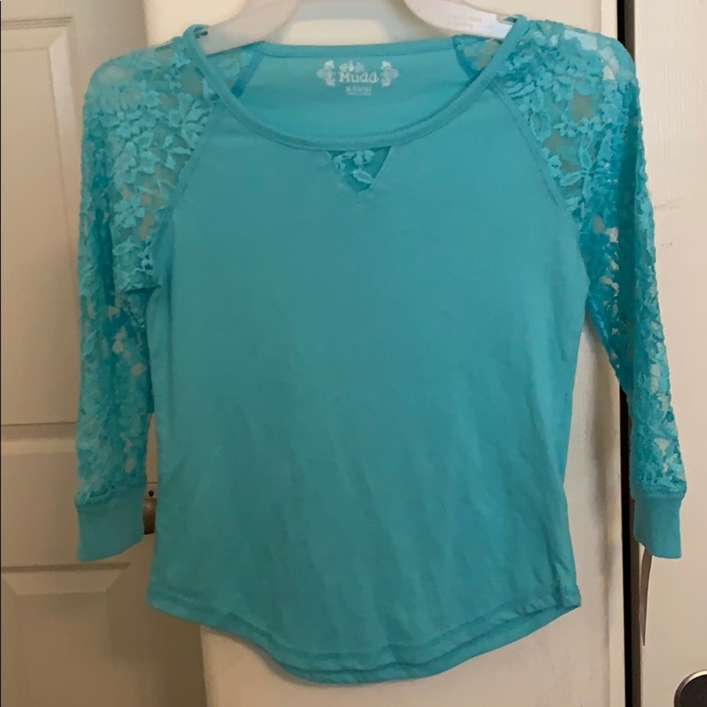Lace and solid girls size shirt